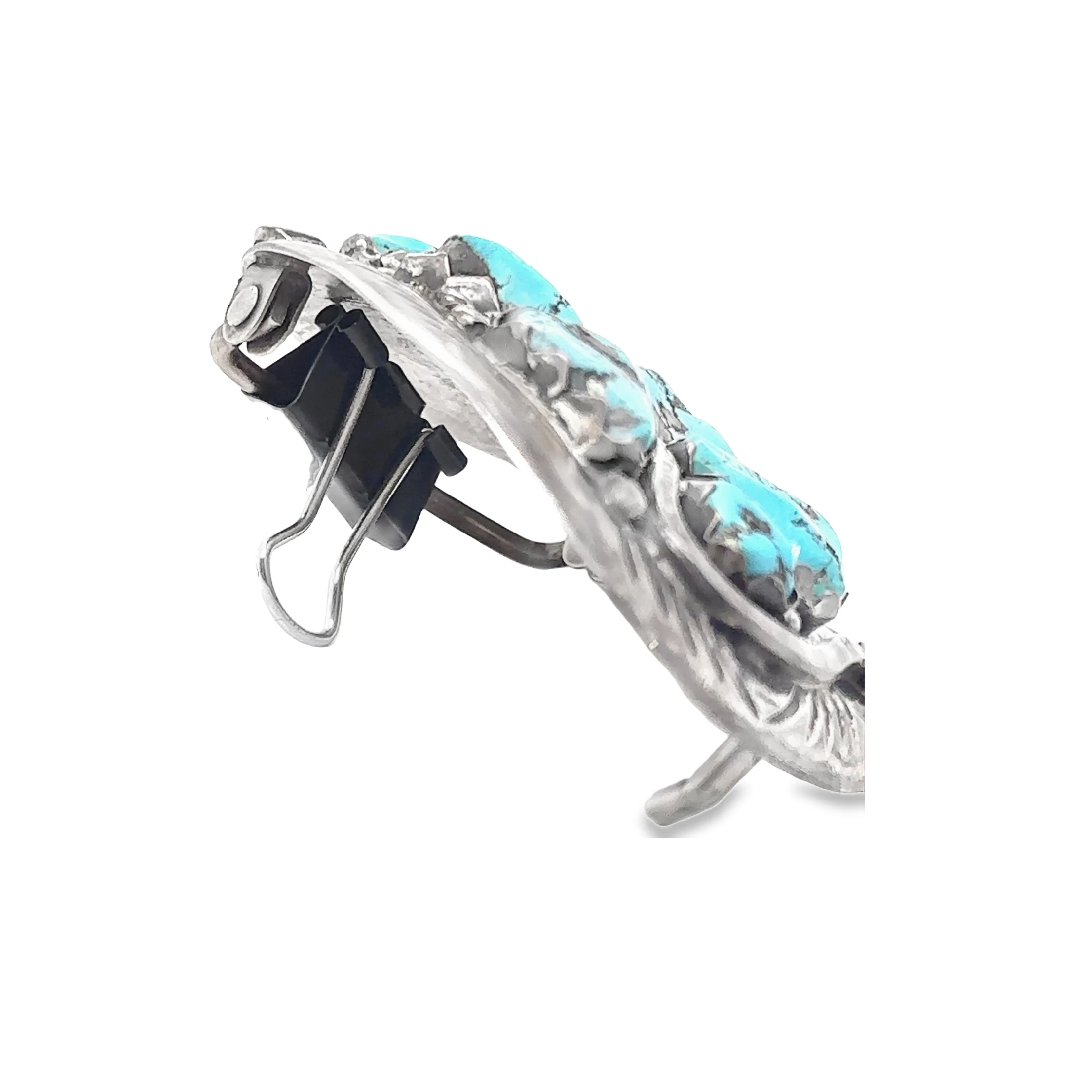 Zuni Signed Sterling Silver and Turquoise Handcrafted Belt Buckle
