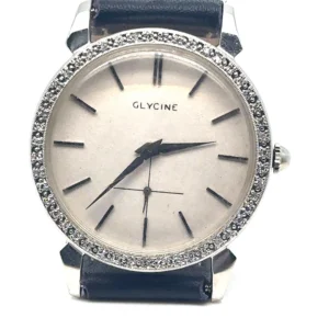Vintage Glycine Wristwatch – Circa 1950s – 14K White Gold with Diamonds